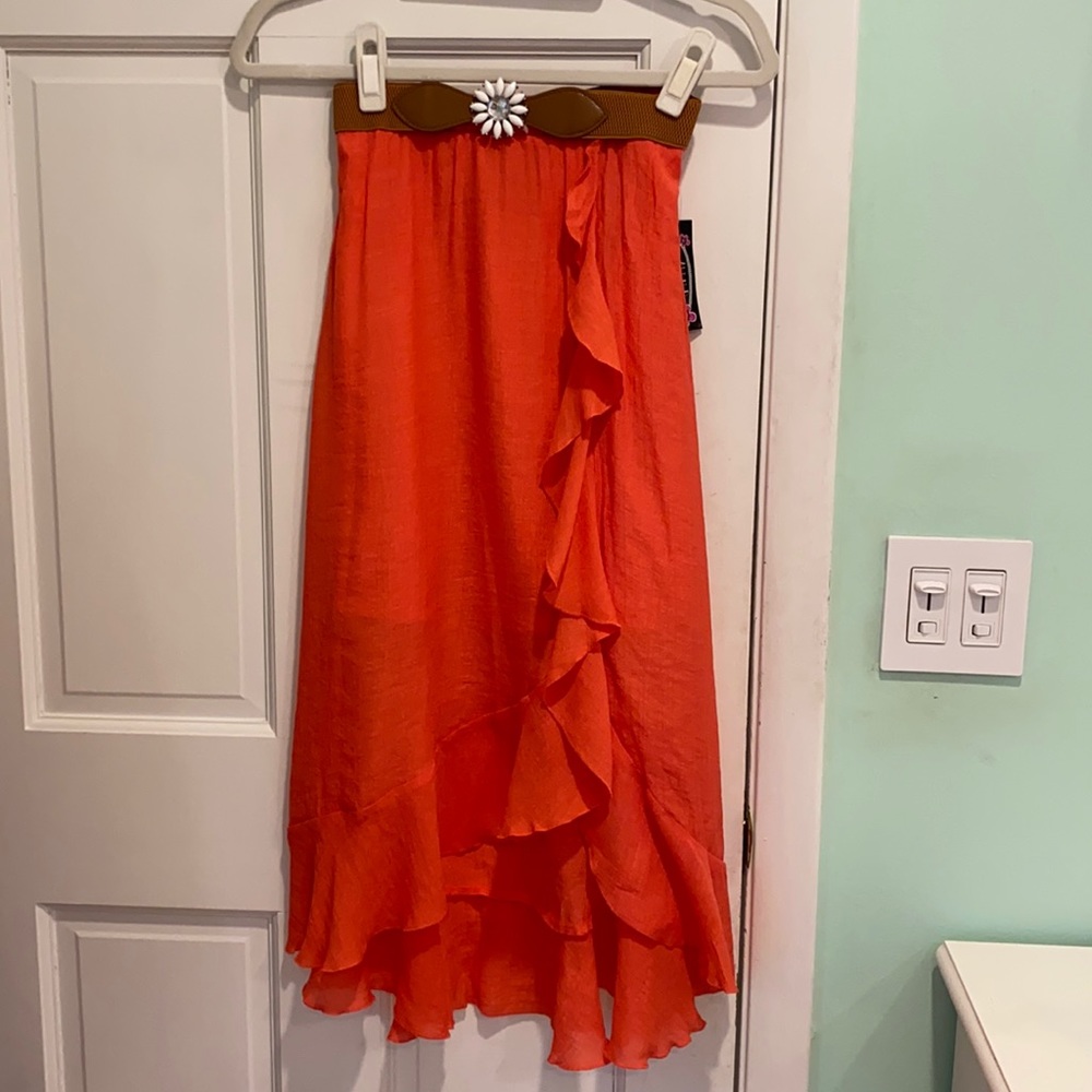 NWT Kids M coral high low maxi skirt